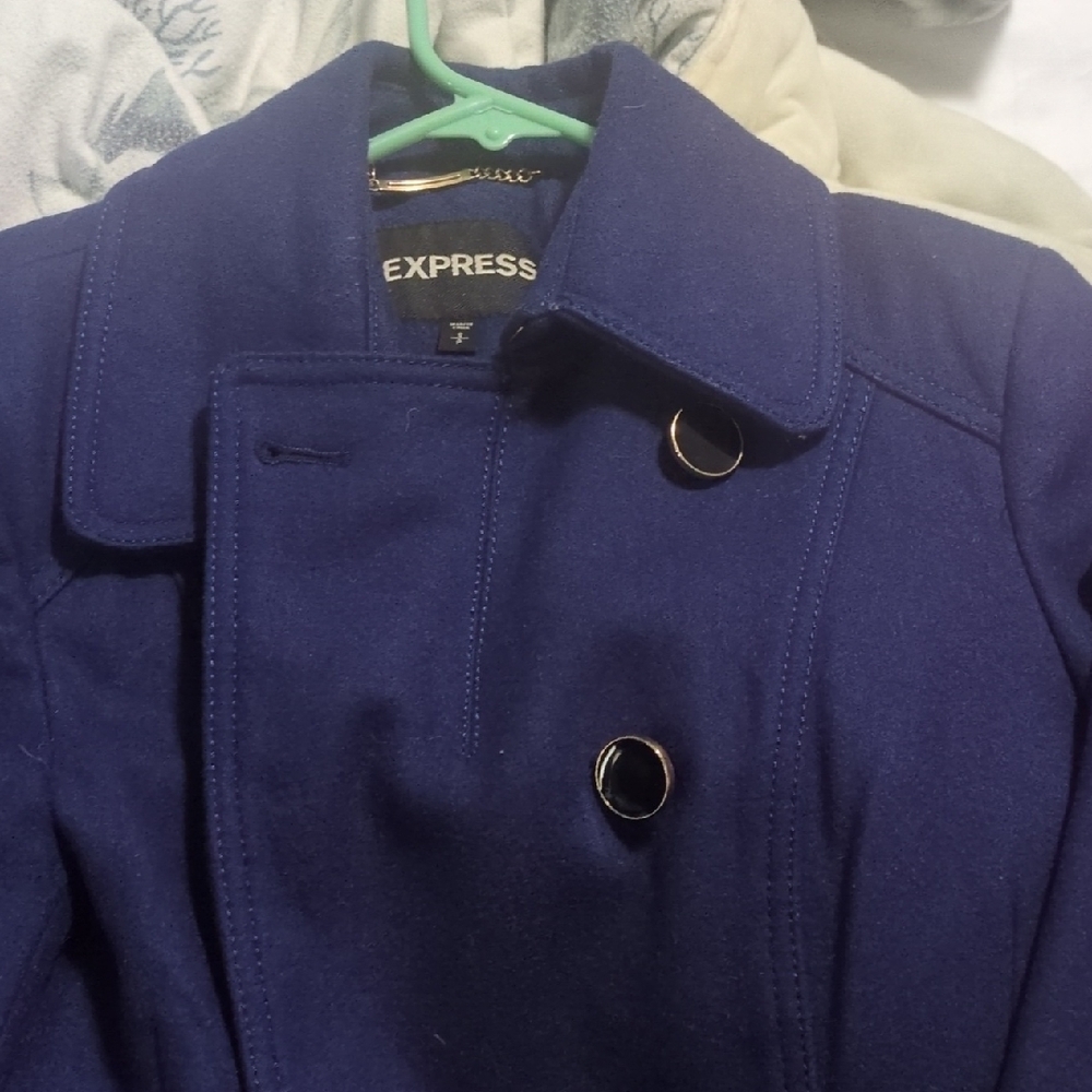 Express Navy Peacoat with Gold Buttons